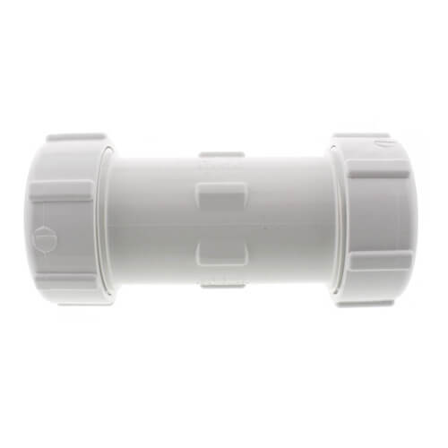 Main product image of 1-1/2" PVC Sch. 40 Compression Coupling (PVC White - Buna-N Gasket)