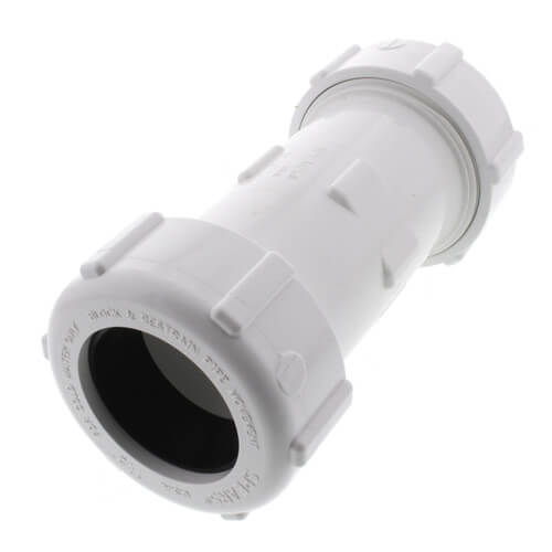 Main product image of 1-1/2" PVC Sch. 40 Compression Coupling (PVC White - Buna-N Gasket)