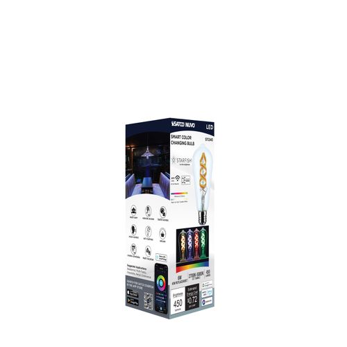 Main product image of 6W, ST19 LED, 2700K-5000K RGB/Tunable White, Starfish IOT, Clear, Medium Base, 120V (24 Pack)