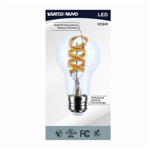 Main product image of 6W, A19 LED, 2700K-5000K RGB/Tunable White, Starfish IOT, Clear, Medium Base, 120V (24 Pack)