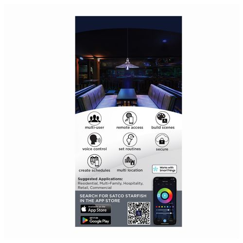Main product image of 6W, A19 LED, 2700K-5000K RGB/Tunable White, Starfish IOT, Clear, Medium Base, 120V (24 Pack)