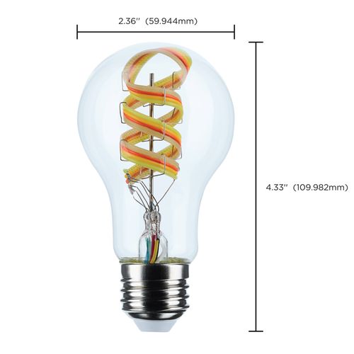 Main product image of 6W, A19 LED, 2700K-5000K RGB/Tunable White, Starfish IOT, Clear, Medium Base, 120V (24 Pack)