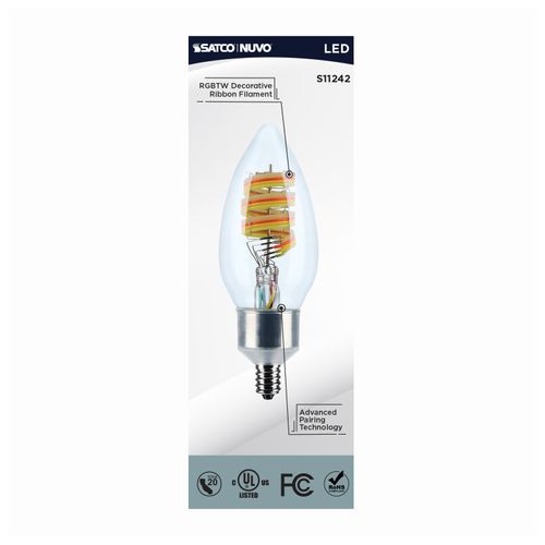 Main product image of 4W, B11 LED, 2700K-5000K RGB/Tunable White, Starfish IOT, Clear, Candelabra Base, 120V (24 Pack)