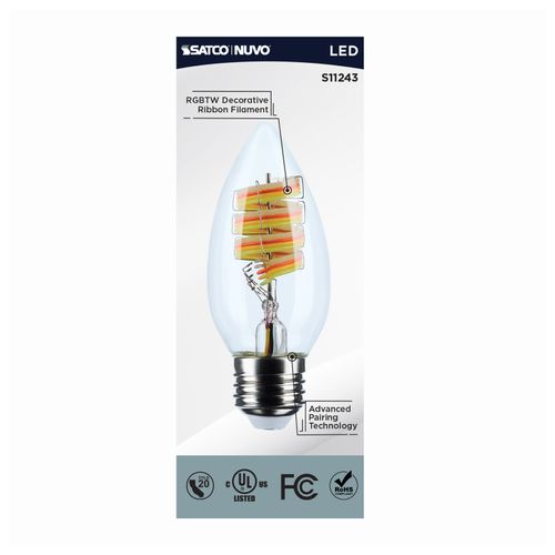 Main product image of 4W, B11 LED, 2700K-5000K RGB/Tunable White, Starfish IOT, Clear, Medium Base, 120V (24 Pack)