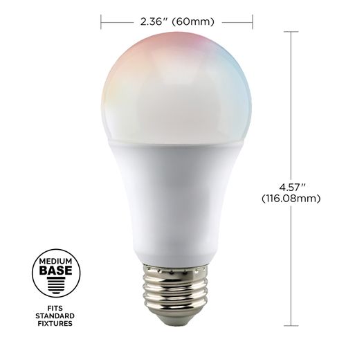Main product image of 10 Watt - A19 LED Bulb - RGB & Tunable White - Starfish IOT - 120 Volt - 800 Lumens (4 Pack)