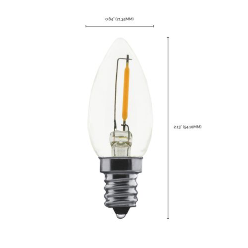 Main product image of 0.7 Watt LED Bulb - C7 - Clear - 2700K - Candelabra base - 120 Volt (16 Pack)