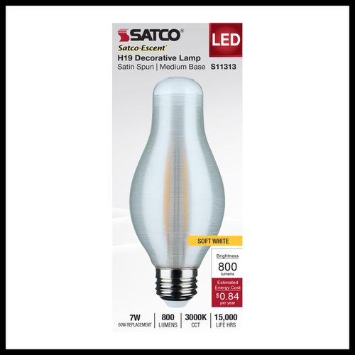 Main product image of 7W H19 LED, 3000K CCT, Medium Base, Satin Spun Finish, 120V (6 Pack)