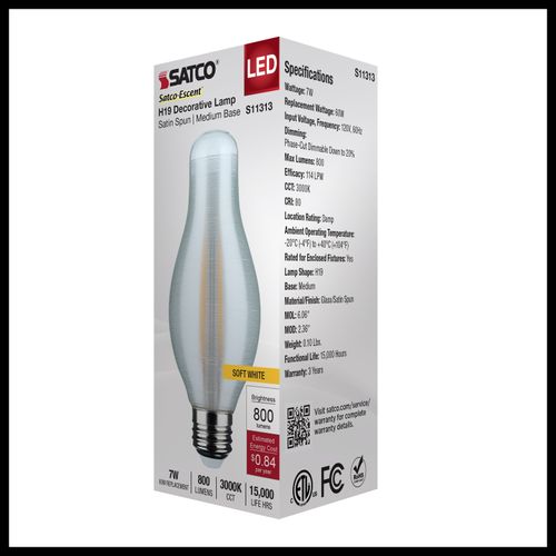 Main product image of 7W H19 LED, 3000K CCT, Medium Base, Satin Spun Finish, 120V (6 Pack)