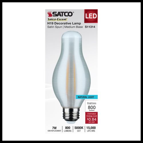 Main product image of 7W H19 LED, 5000K CCT, Medium Base, Satin Spun Finish, 120V (6 Pack)