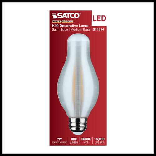 Main product image of 7W H19 LED, 5000K CCT, Medium Base, Satin Spun Finish, 120V (6 Pack)