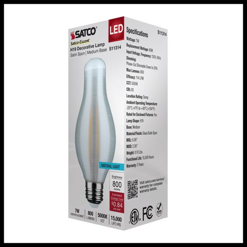 Main product image of 7W H19 LED, 5000K CCT, Medium Base, Satin Spun Finish, 120V (6 Pack)