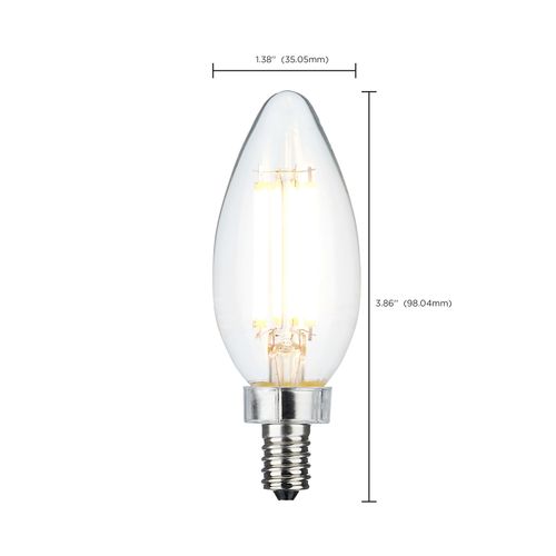 Main product image of 8 Watt C11 LED Bulb - Clear Finish - Candelabra Base - 4000K - 90 CRI - 760 Lumens - 120 Volt (4 Pack)