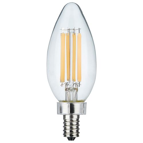 Main product image of 8 Watt C11 LED Bulb - Clear Finish - Candelabra Base - 5000K - 90 CRI - 800 Lumens - 120 Volt (4 Pack)