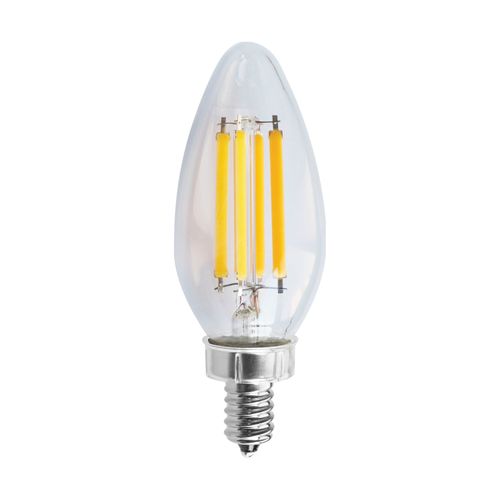 Main product image of 8 Watt C11 LED Bulb - Clear - Candelabra base - 3000K - 90 CRI - 760 Lumens - 120 Volt (5 Pack)