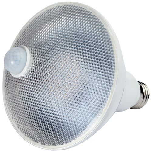Main product image of 14 Watt PAR38 LED Bulb - White - 3000K - 1100 Lumens - 120 Volt - PIR Sensor - Non-Dimmable (3 Pack)