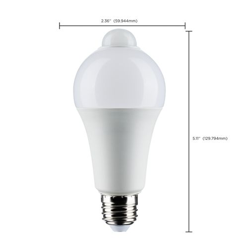 Main product image of 12 Watt A19 LED Bulb - White - 3000K - 1050 Lumens - 120 Volt - PIR Sensor - Non-Dimmable (3 Pack)