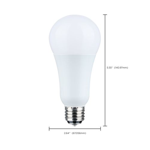Main product image of 5/14/20W A21 LED, 3-Way Lamp, White Finish, 5000K CCT, Medium Double Contact Base, 120V (6 Pack)