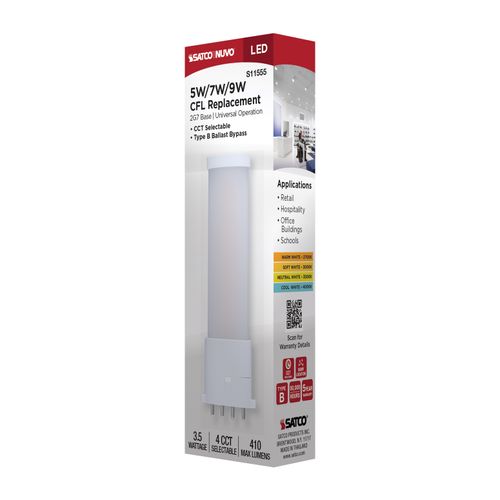 Main product image of 3.5W, 2G7 Base, 27K/30K/35K/40K CCT Selectable, Frost Finish, Ballast Bypass, 120-277V (10 Pack)