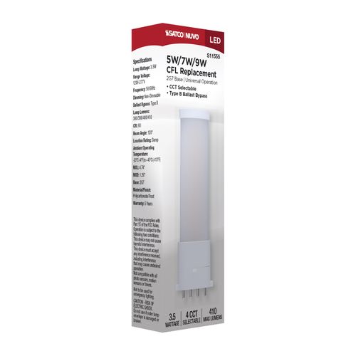 Main product image of 3.5W, 2G7 Base, 27K/30K/35K/40K CCT Selectable, Frost Finish, Ballast Bypass, 120-277V (10 Pack)