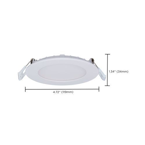 Main product image of 8/12W LED Direct Wire Downlight, 27K/3K/35K/4K/5K CCT, Remote Driver, 4", Round, Flat Face, White Finish, 120-277V, Dual Dimming