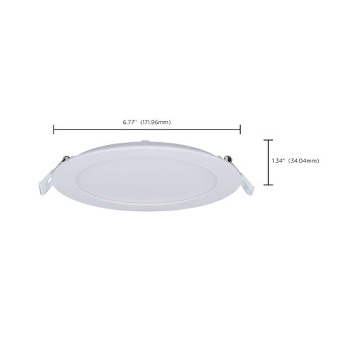 Main product image of 11/15W, LED Direct Wire Downlight, 27K/3K/35K/4K/5K CCT, Remote Driver, 6", Round, Flat Face, White Finish, 120-277V, Dual Dimming