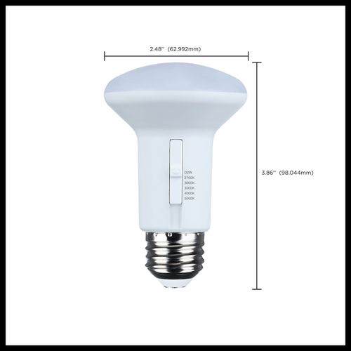 Main product image of 5.8 Watt R20 LED Bulb - 27K/30K/35K/40K/50K CCT Selectable - Dim to Warm - White Finish - 120 Volt (8 Pack)