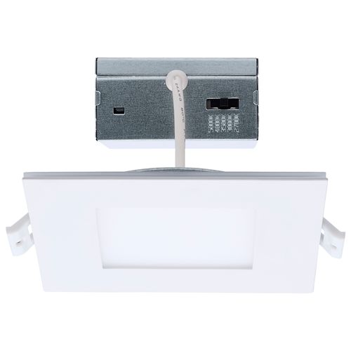 Main product image of 9W LED Direct Wire Downlight with Night Light, 4", Remote Driver, CCT Selectable, Dimmable, Square, White Finish