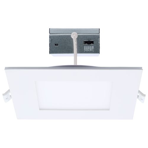Main product image of 12W LED Direct Wire Downlight with Night Light, 6", Remote Driver, CCT Selectable, Dimmable, Square, White Finish
