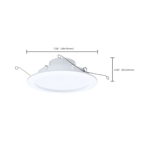Main product image of 9.5W, 6" LED Downlight Retrofit, 27K/30K/35K/40K/50K CCT Selectable, Regressed Wafer, Round, Matte White Finish