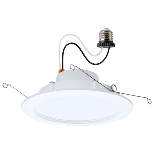 Main product image of 9.5W, 6" LED Downlight Retrofit, 27K/30K/35K/40K/50K CCT Selectable, Regressed Wafer, Round, Matte White Finish