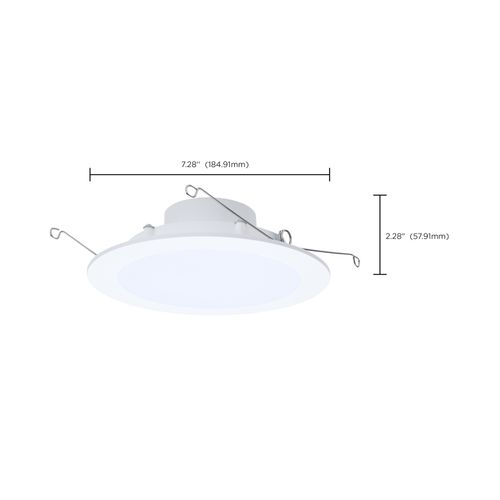 Main product image of 9/11/13W LED Downlight Retrofit, 27K/30K/35K/40K/50K CCT, 6", Flat Wafer, Round, Matte White Finish