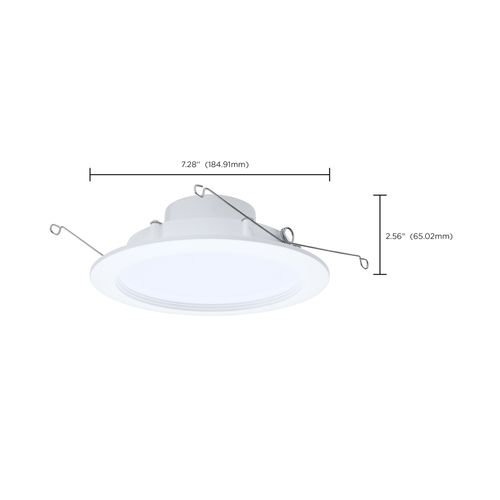 Main product image of 9/11/13W LED Downlight Retrofit, 27K/30K/35K/40K/50K CCT, 6", Regressed Wafer, Round, Matte White Finish