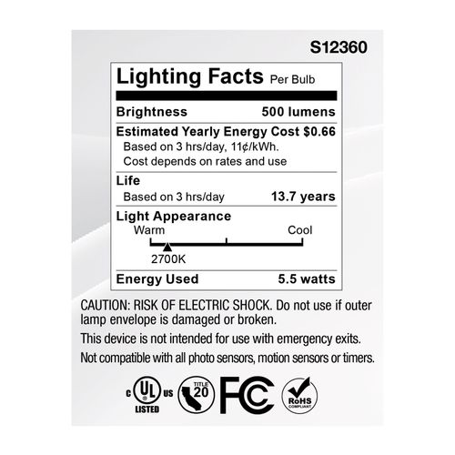 Main product image of 5.5W MR16 LED Spotlight, 2700K CCT, GU5.3 Base, 12V (12 Pack)