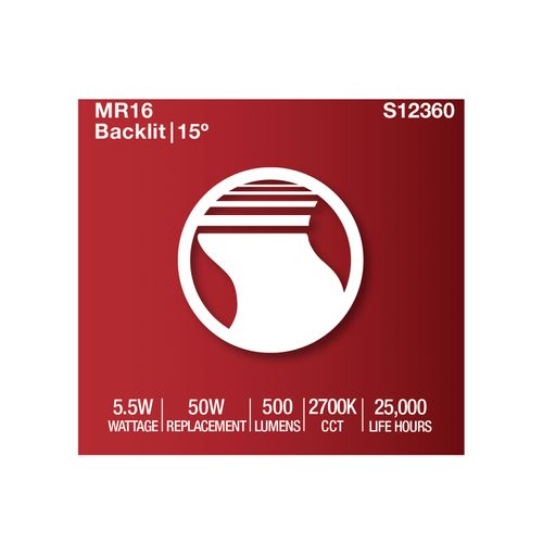 Main product image of 5.5W MR16 LED Spotlight, 2700K CCT, GU5.3 Base, 12V (12 Pack)