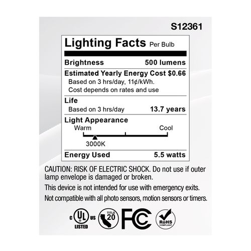 Main product image of 5.5W MR16 LED Spotlight, 3000K CCT, GU5.3 Base, 12V (12 Pack)
