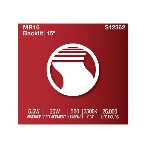 Main product image of 5.5W MR16 LED Spotlight, 3500K CCT, GU5.3 Base, 12V (12 Pack)
