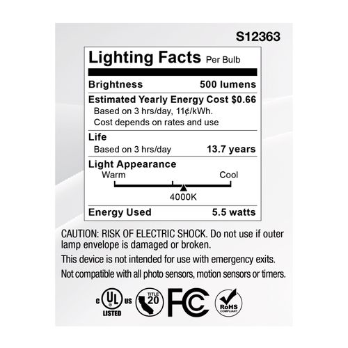 Main product image of 5.5W MR16 LED Spotlight, 4000K CCT, GU5.3 Base, 12V (12 Pack)