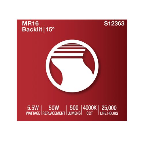 Main product image of 5.5W MR16 LED Spotlight, 4000K CCT, GU5.3 Base, 12V (12 Pack)