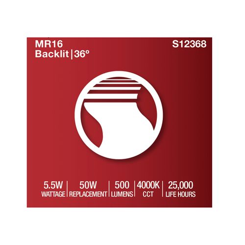 Main product image of 5.5W MR16 LED Floodlight, 4000K CCT, GU5.3 Base, 12V (12 Pack)
