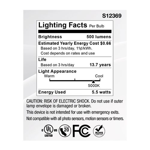 Main product image of 5.5W MR16 LED Floodlight, 5000K CCT, GU5.3 Base, 12V (12 Pack)