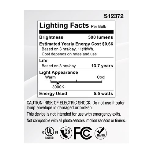 Main product image of 5.5W MR16 LED Floodlight, 3000K CCT, GU10 Base, 120V (12 Pack)
