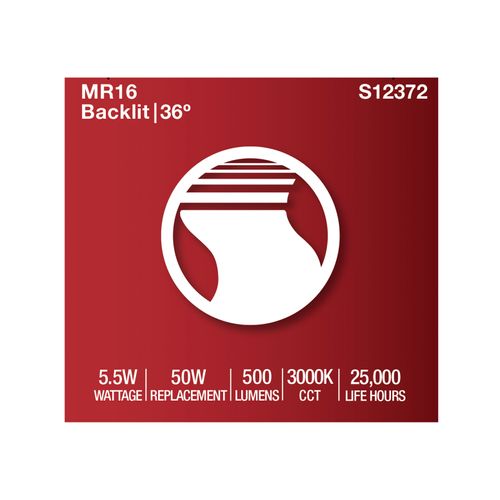 Main product image of 5.5W MR16 LED Floodlight, 3000K CCT, GU10 Base, 120V (12 Pack)