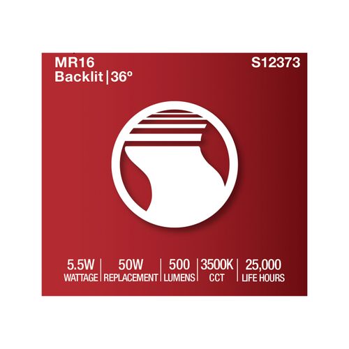 Main product image of 5.5W MR16 LED Floodlight, 3500K CCT, GU10 Base, 120V (12 Pack)