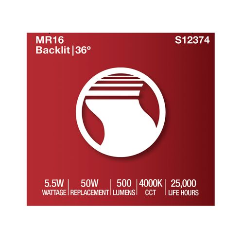 Main product image of 5.5W MR16 LED Floodlight, 4000K CCT, GU10 Base, 120V (12 Pack)