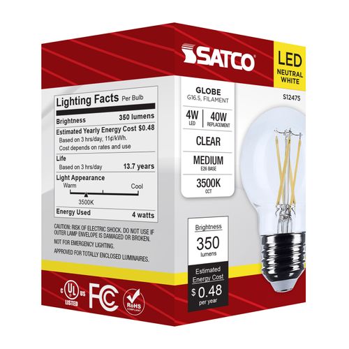 Main product image of 4W G16.5 LED, Medium Base, Clear, 3500K CCT, 120V (6 Pack)