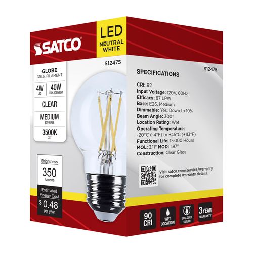 Main product image of 4W G16.5 LED, Medium Base, Clear, 3500K CCT, 120V (6 Pack)