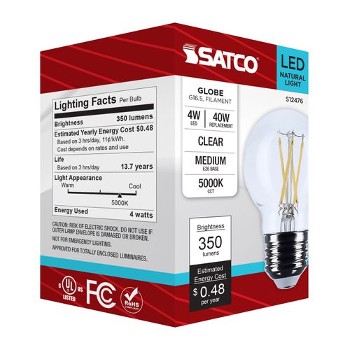 Main product image of 4W G16.5 LED, Medium Base, Clear, 5000K CCT, 120V (6 Pack)