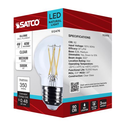 Main product image of 4W G16.5 LED, Medium Base, Clear, 5000K CCT, 120V (6 Pack)