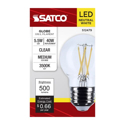 Main product image of 5.5W G16.5 LED, Medium Base, Clear, 3500K CCT, 120V (6 Pack)