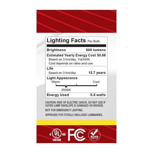 Main product image of 5.5W G16.5 LED, Medium Base, Clear, 3500K CCT, 120V (6 Pack)